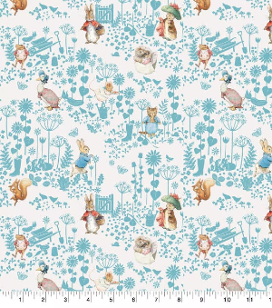  Licensed Beatrix Potter Peter Rabbit FABRIC Garden Icons